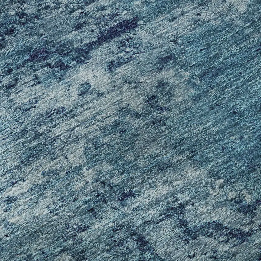 Denim Blue And Ivory Abstract Washable Area Rug With UV Protection Photo 9