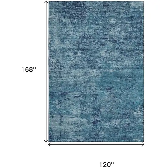 Denim Blue And Ivory Abstract Washable Area Rug With UV Protection Photo 9