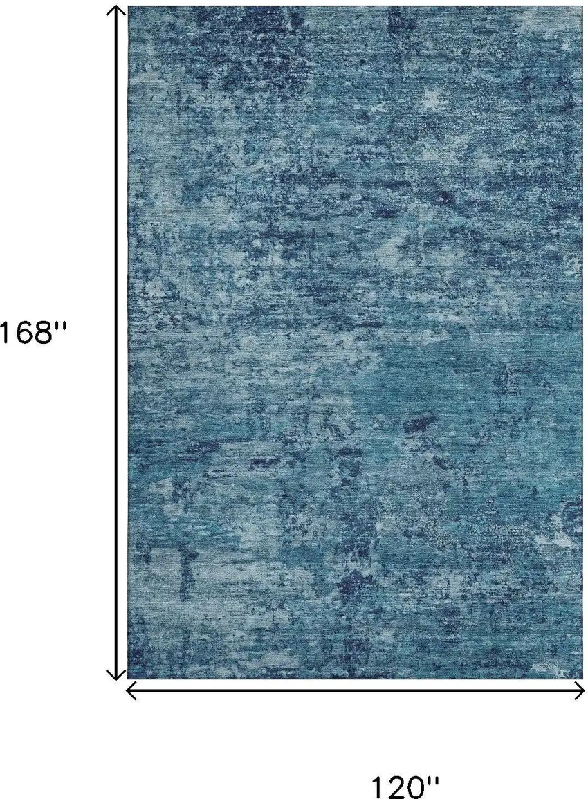 Denim Blue And Ivory Abstract Washable Area Rug With UV Protection Photo 9