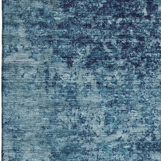 Denim Blue And Ivory Abstract Washable Area Rug With UV Protection Photo 2