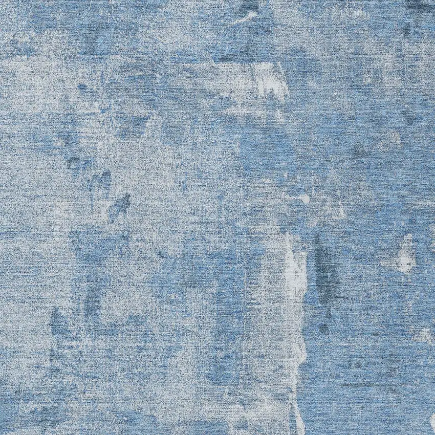 Denim Blue And Ivory Abstract Washable Indoor Outdoor Area Rug Photo 5