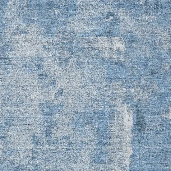 Denim Blue And Ivory Abstract Washable Indoor Outdoor Area Rug Photo 5