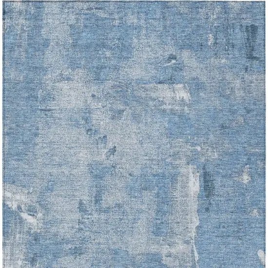 Denim Blue And Ivory Abstract Washable Indoor Outdoor Area Rug Photo 6