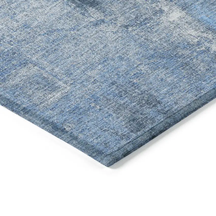 Denim Blue And Ivory Abstract Washable Indoor Outdoor Area Rug Photo 4