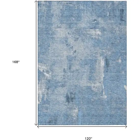 Denim Blue And Ivory Abstract Washable Indoor Outdoor Area Rug Photo 3