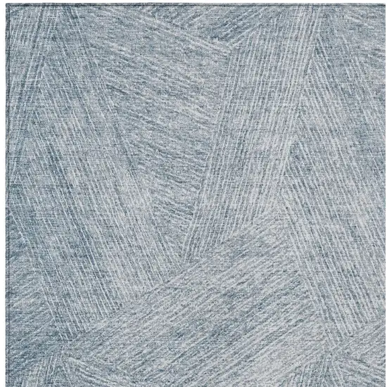 Denim Blue And Ivory Abstract Washable Indoor Outdoor Area Rug Photo 5
