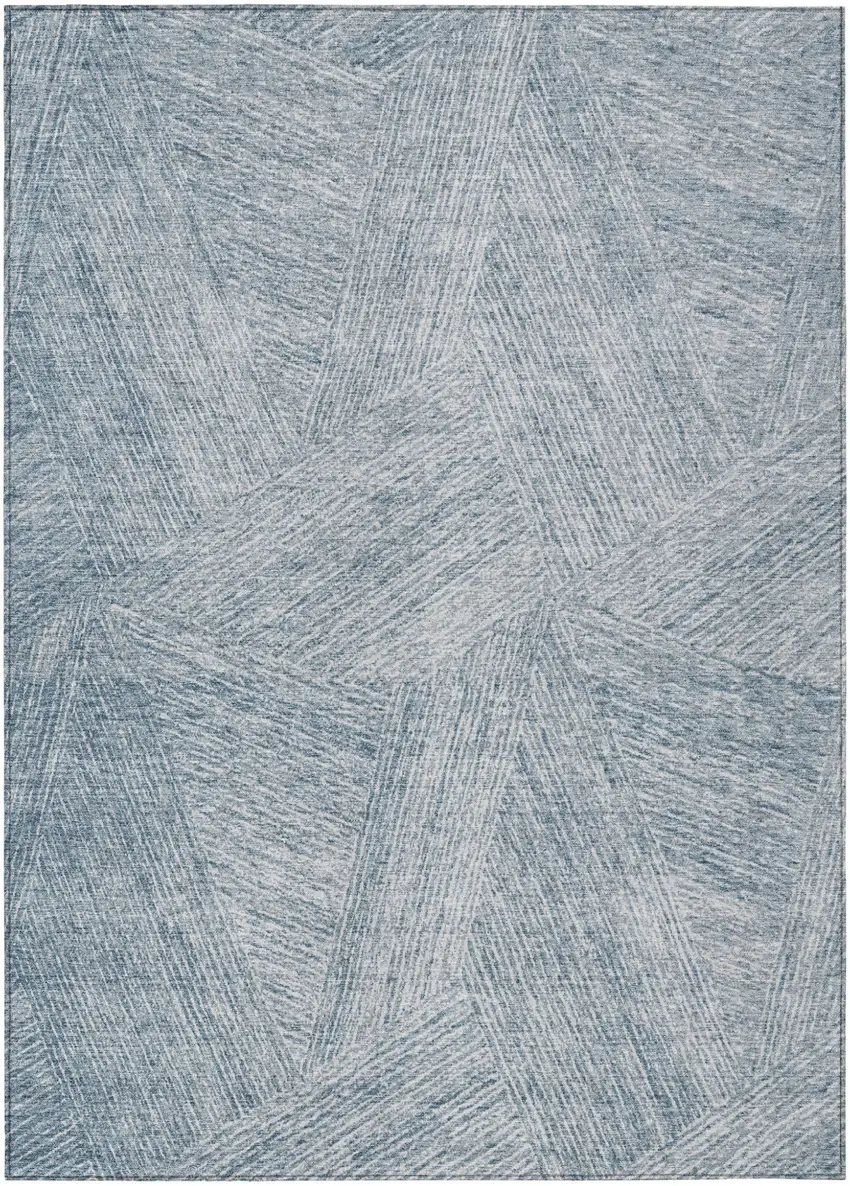 Denim Blue And Ivory Abstract Washable Indoor Outdoor Area Rug Photo 2