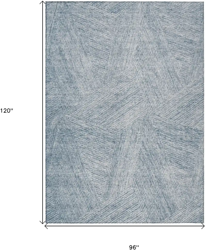 Denim Blue And Ivory Abstract Washable Indoor Outdoor Area Rug Photo 3
