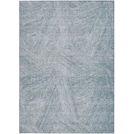 Denim Blue And Ivory Abstract Washable Indoor Outdoor Area Rug Photo 6