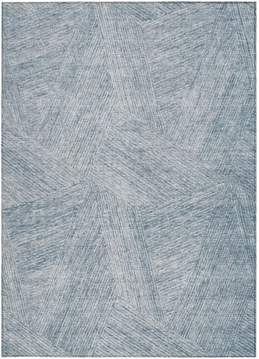 Denim Blue And Ivory Abstract Washable Indoor Outdoor Area Rug Photo 6