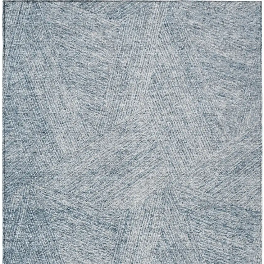 Denim Blue And Ivory Abstract Washable Indoor Outdoor Area Rug Photo 5
