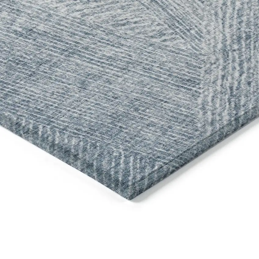 Denim Blue And Ivory Abstract Washable Indoor Outdoor Area Rug Photo 3