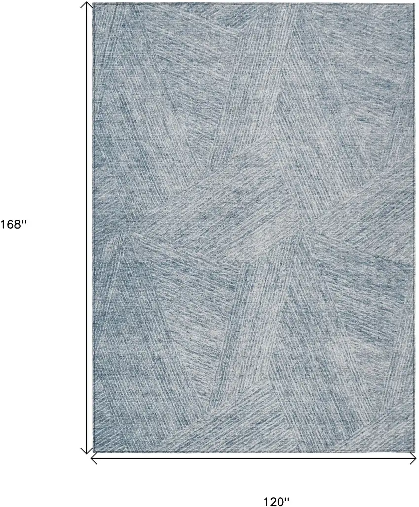 Denim Blue And Ivory Abstract Washable Indoor Outdoor Area Rug Photo 3