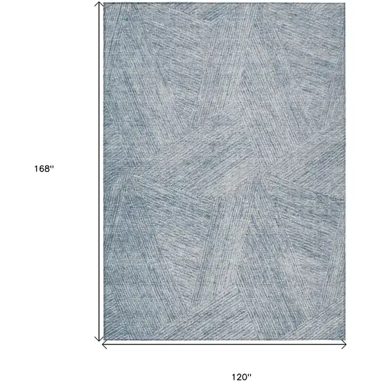 Denim Blue And Ivory Abstract Washable Indoor Outdoor Area Rug Photo 6