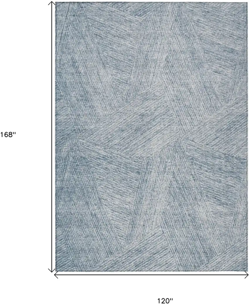 Denim Blue And Ivory Abstract Washable Indoor Outdoor Area Rug Photo 6