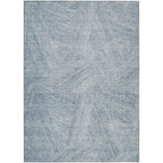 Denim Blue And Ivory Abstract Washable Indoor Outdoor Area Rug Photo 2