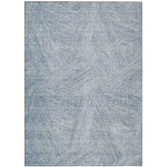 Denim Blue And Ivory Abstract Washable Indoor Outdoor Area Rug Photo 2