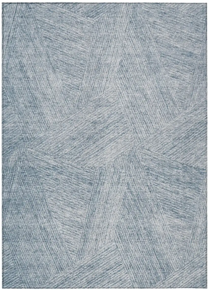 Denim Blue And Ivory Abstract Washable Indoor Outdoor Area Rug Photo 2