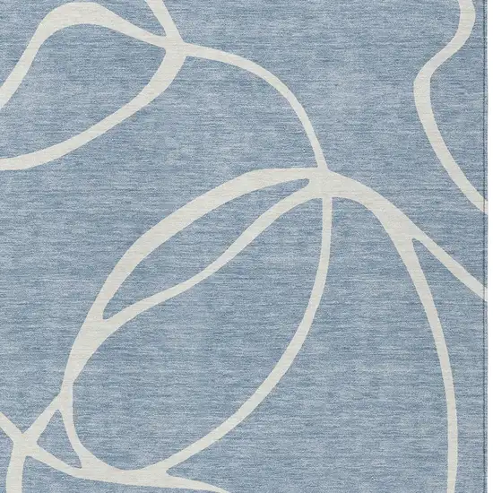 Denim Blue And Ivory Abstract Washable Indoor Outdoor Area Rug Photo 6