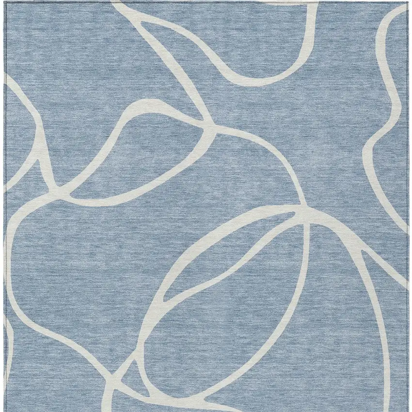 Denim Blue And Ivory Abstract Washable Indoor Outdoor Area Rug Photo 7