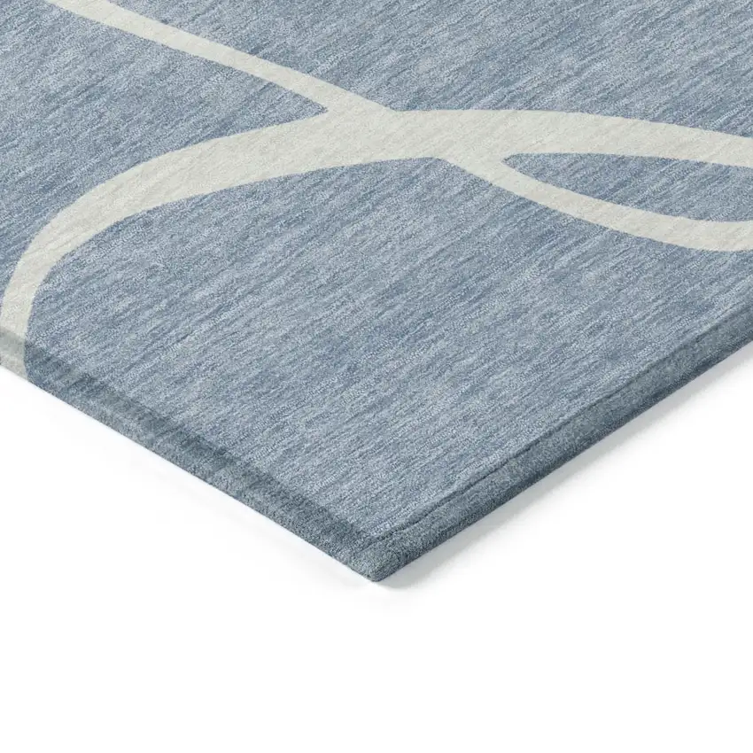 Denim Blue And Ivory Abstract Washable Indoor Outdoor Area Rug Photo 4
