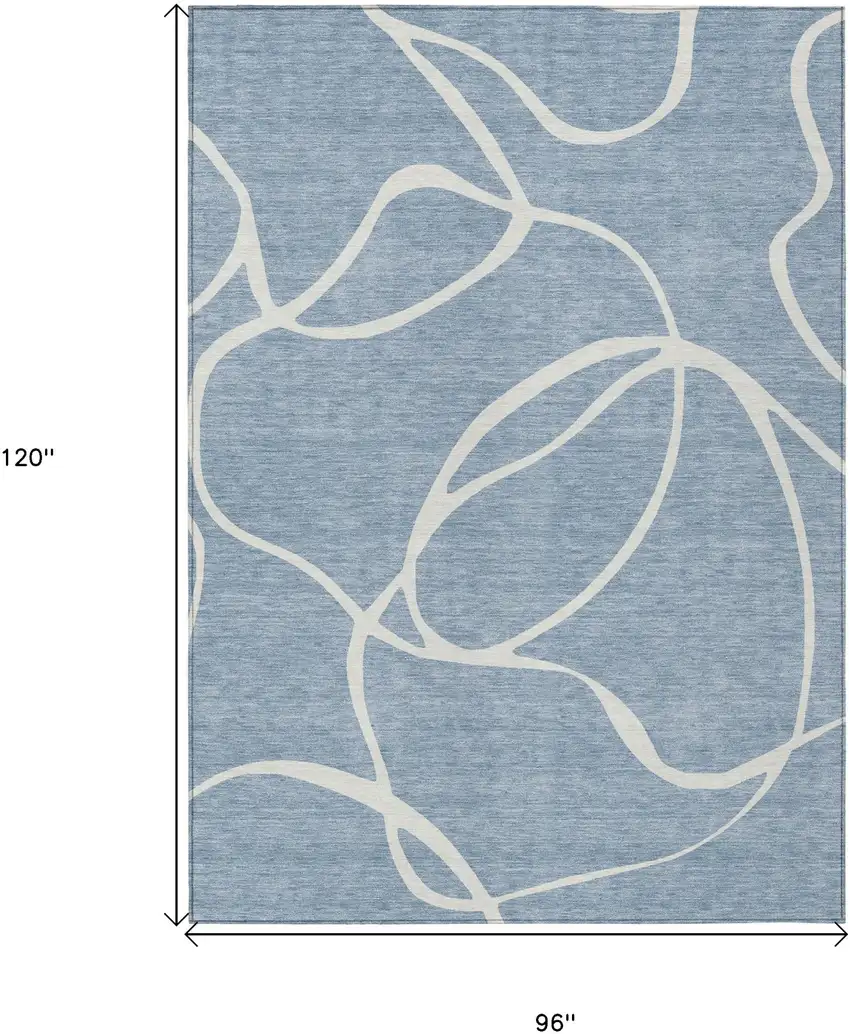 Denim Blue And Ivory Abstract Washable Indoor Outdoor Area Rug Photo 3