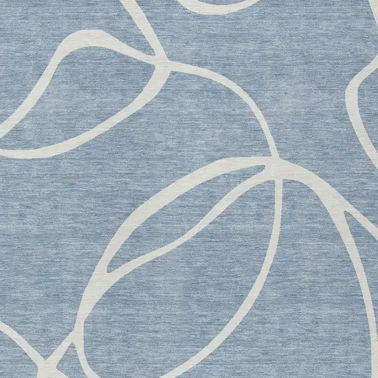 Denim Blue And Ivory Abstract Washable Indoor Outdoor Area Rug Photo 6