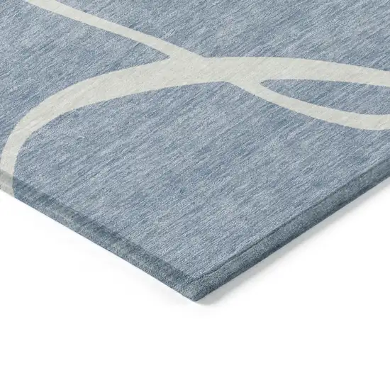 Denim Blue And Ivory Abstract Washable Indoor Outdoor Area Rug Photo 3