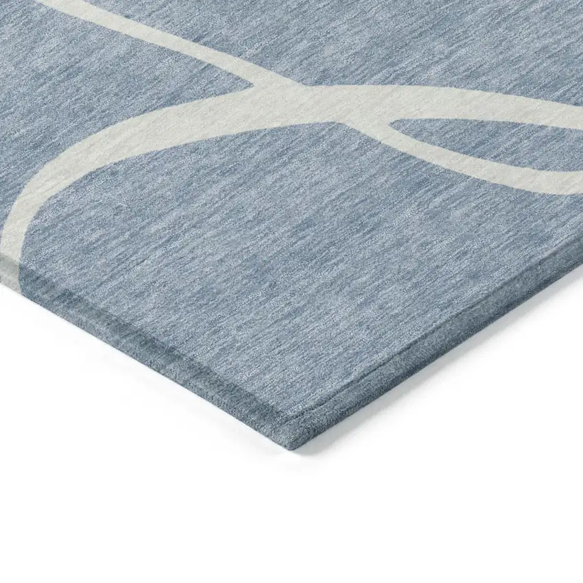 Denim Blue And Ivory Abstract Washable Indoor Outdoor Area Rug Photo 3