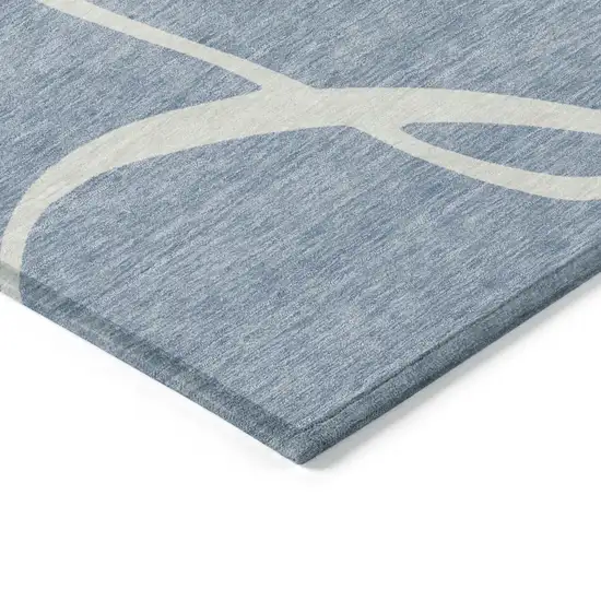 Denim Blue And Ivory Abstract Washable Indoor Outdoor Area Rug Photo 4