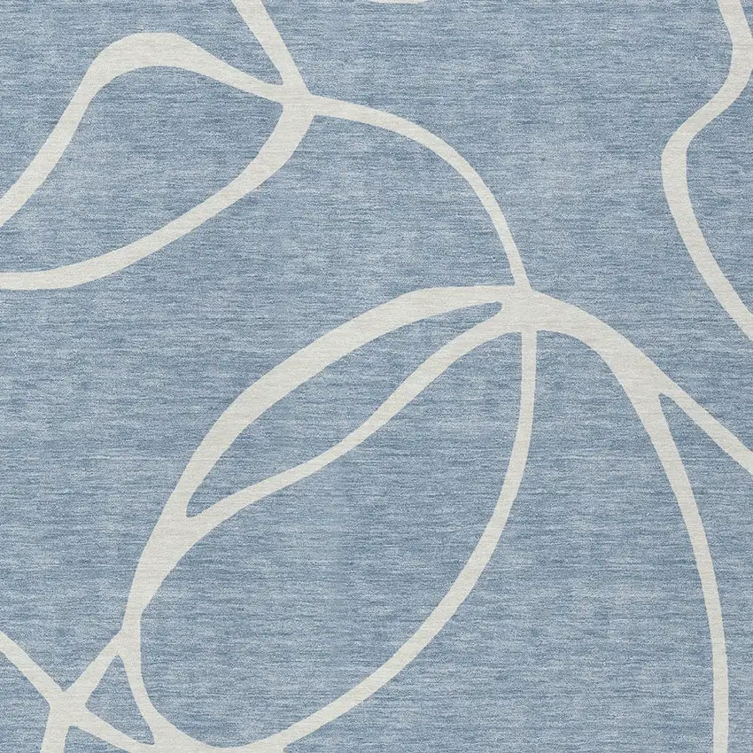 Denim Blue And Ivory Abstract Washable Indoor Outdoor Area Rug Photo 6