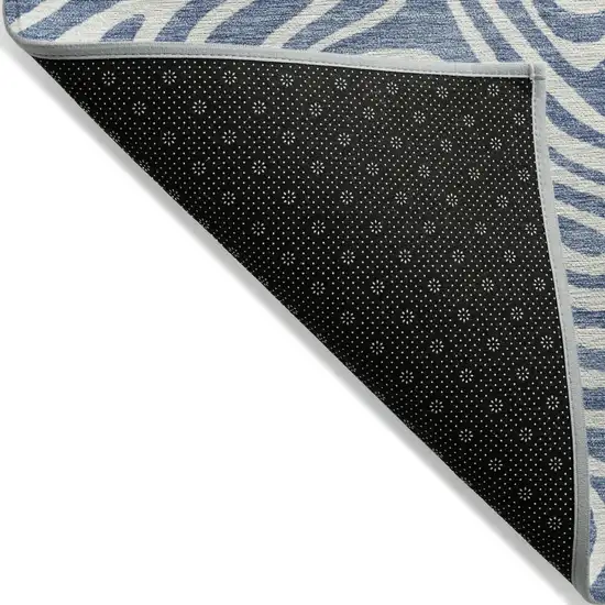 Denim Blue And Ivory Abstract Washable Indoor Outdoor Area Rug Photo 4