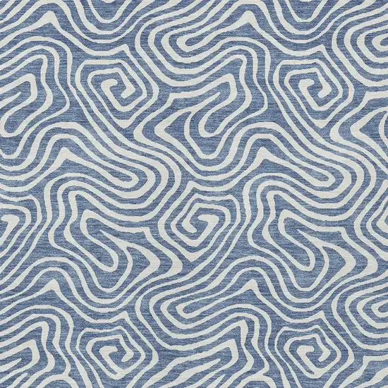 Denim Blue And Ivory Abstract Washable Indoor Outdoor Area Rug Photo 6