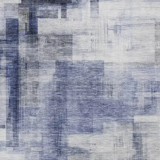 Denim Blue And Ivory Abstract Washable Indoor Outdoor Area Rug Photo 5