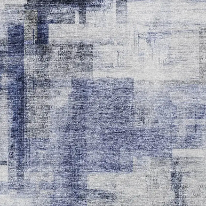 Denim Blue And Ivory Abstract Washable Indoor Outdoor Area Rug Photo 5