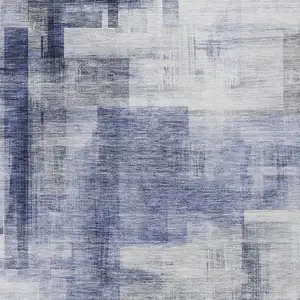 Photo of Denim Blue And Ivory Abstract Washable Indoor Outdoor Area Rug