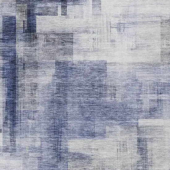 Denim Blue And Ivory Abstract Washable Indoor Outdoor Area Rug Photo 5