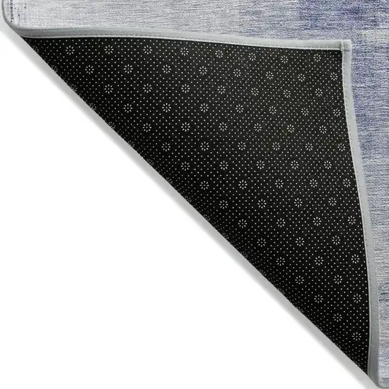 Denim Blue And Ivory Abstract Washable Indoor Outdoor Area Rug Photo 3