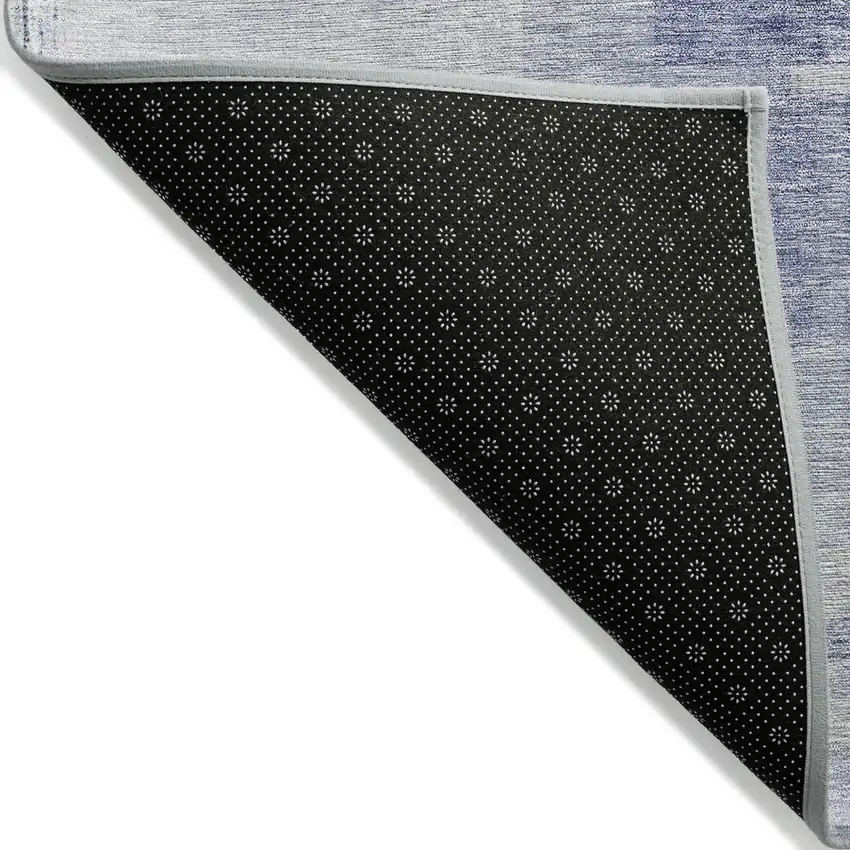 Denim Blue And Ivory Abstract Washable Indoor Outdoor Area Rug Photo 3