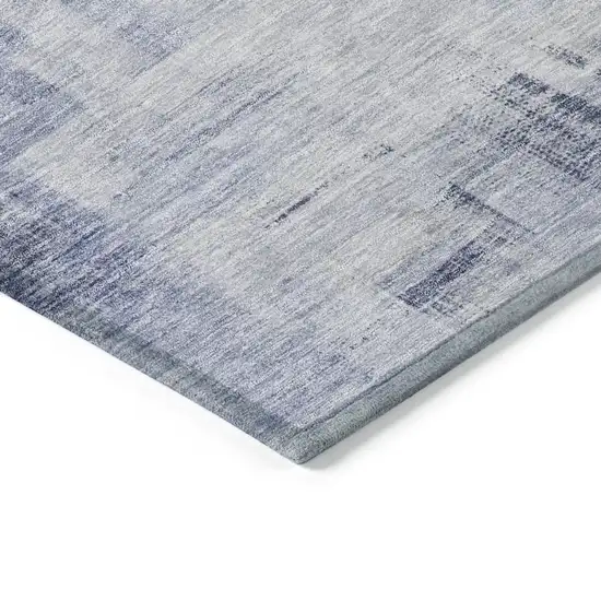 Denim Blue And Ivory Abstract Washable Indoor Outdoor Area Rug Photo 4