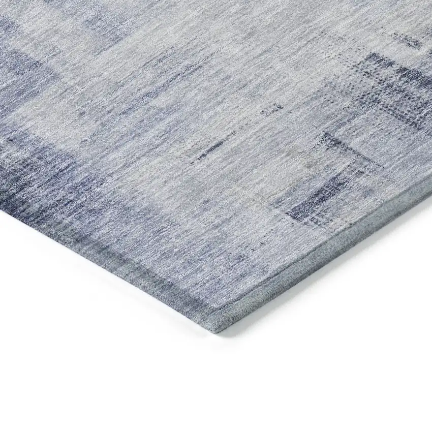 Denim Blue And Ivory Abstract Washable Indoor Outdoor Area Rug Photo 4