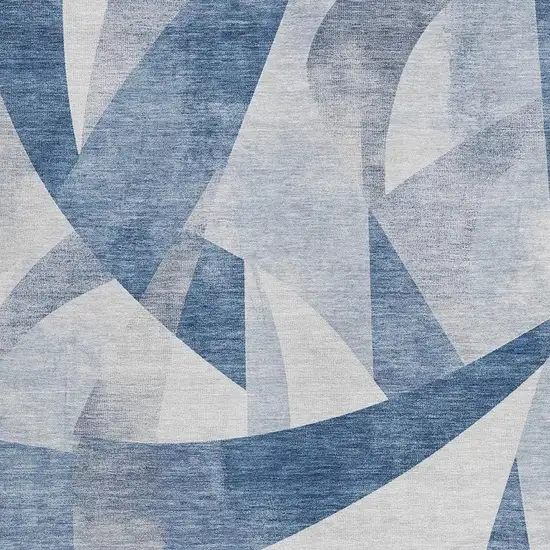 Denim Blue And Ivory Abstract Washable Indoor Outdoor Area Rug Photo 3