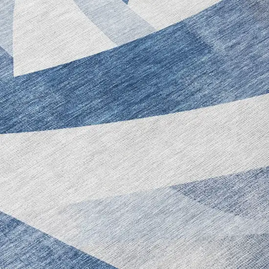 Denim Blue And Ivory Abstract Washable Indoor Outdoor Area Rug Photo 8