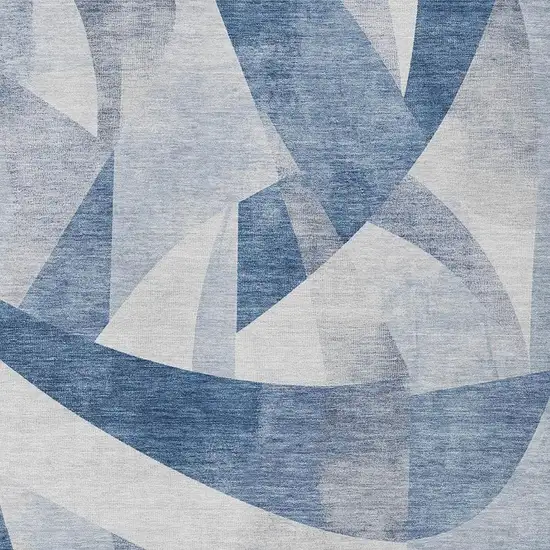 Denim Blue And Ivory Abstract Washable Indoor Outdoor Area Rug Photo 3