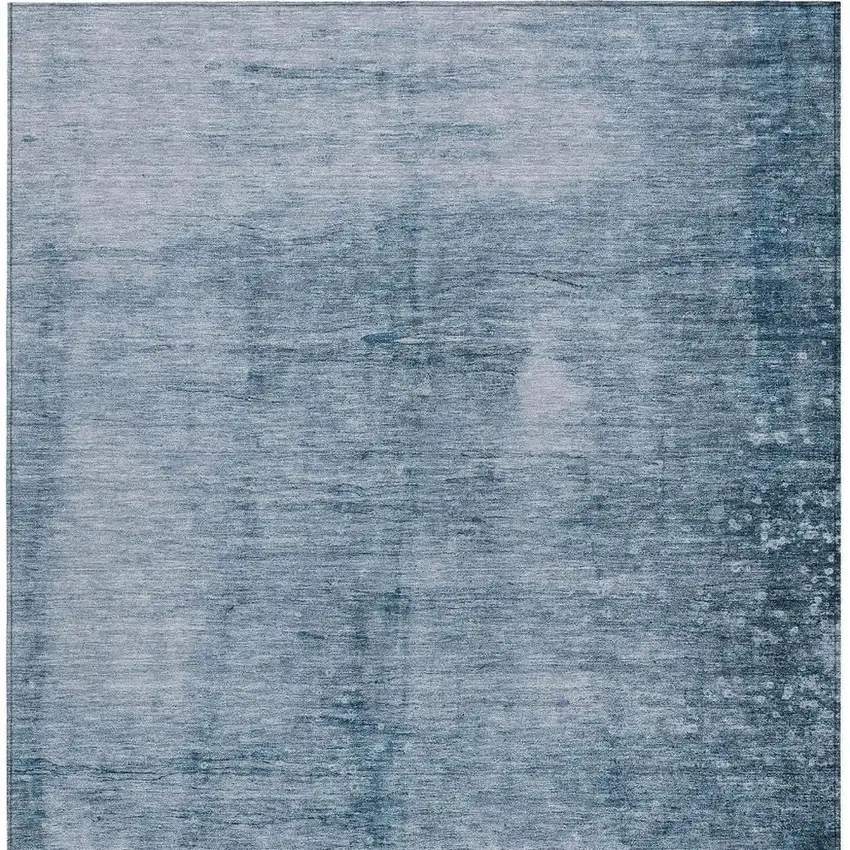 Denim Blue And Ivory Abstract Washable Indoor Outdoor Area Rug Photo 3