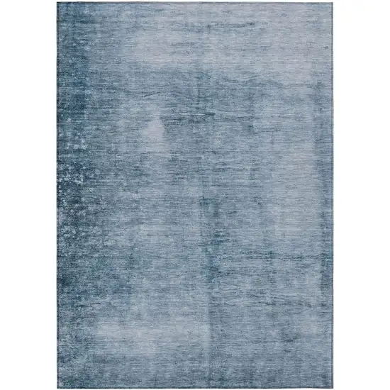 Denim Blue And Ivory Abstract Washable Indoor Outdoor Area Rug Photo 8