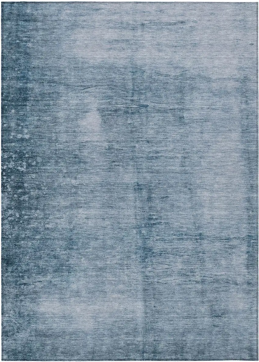 Denim Blue And Ivory Abstract Washable Indoor Outdoor Area Rug Photo 8