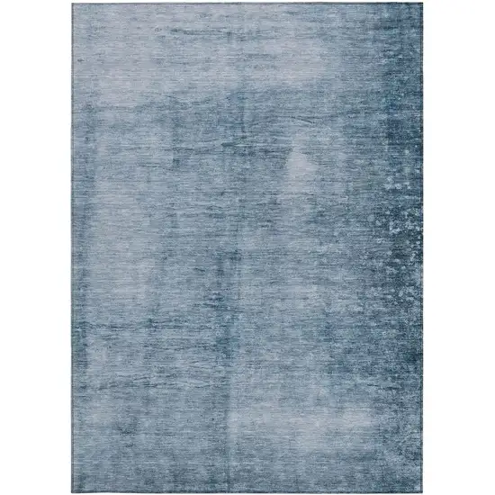 Denim Blue And Ivory Abstract Washable Indoor Outdoor Area Rug Photo 1
