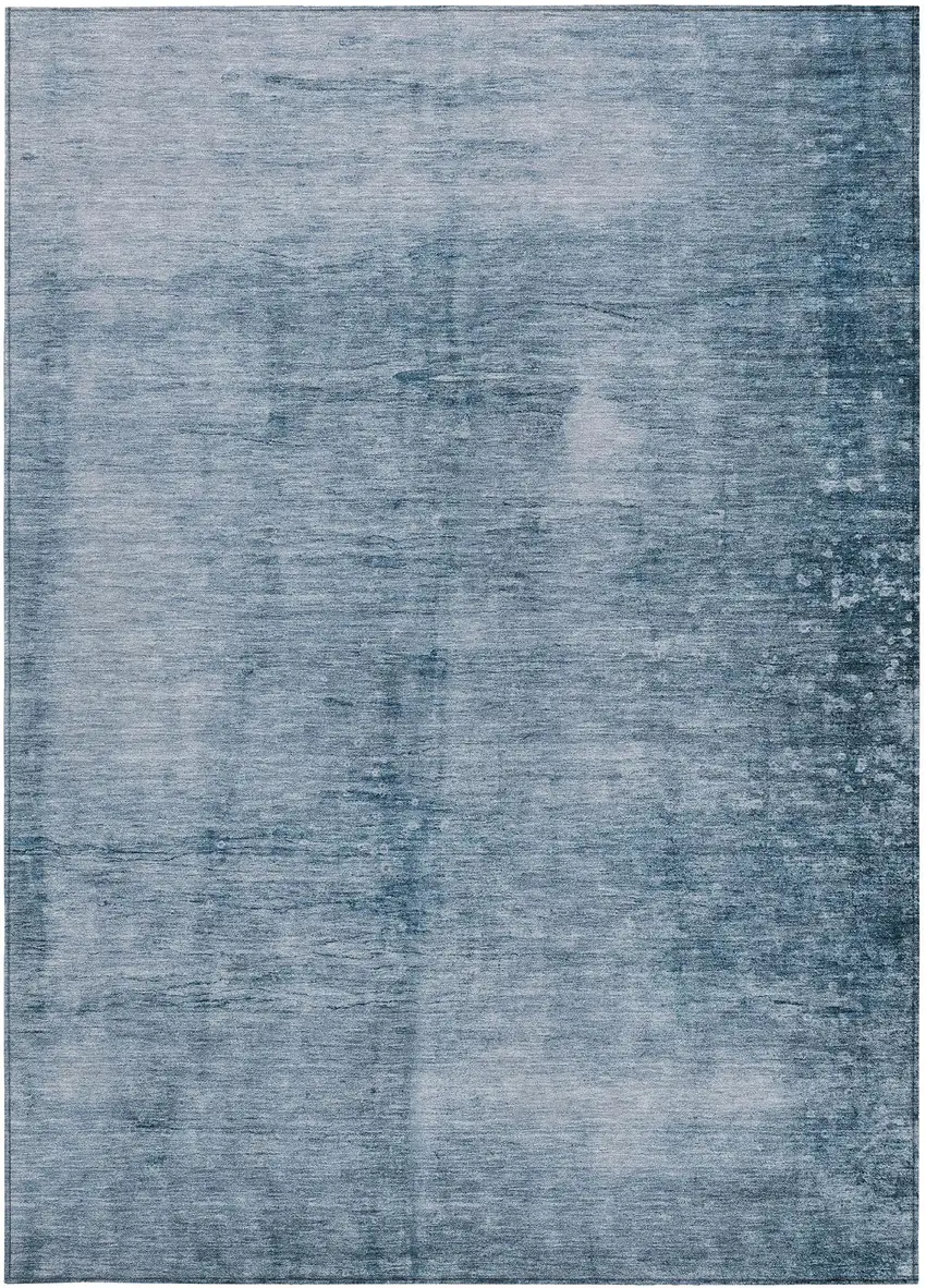 Denim Blue And Ivory Abstract Washable Indoor Outdoor Area Rug Photo 1