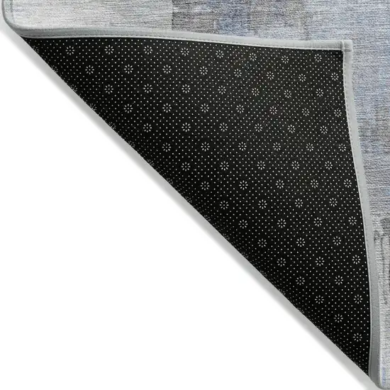 Denim Blue And Ivory Abstract Washable Indoor Outdoor Area Rug Photo 8